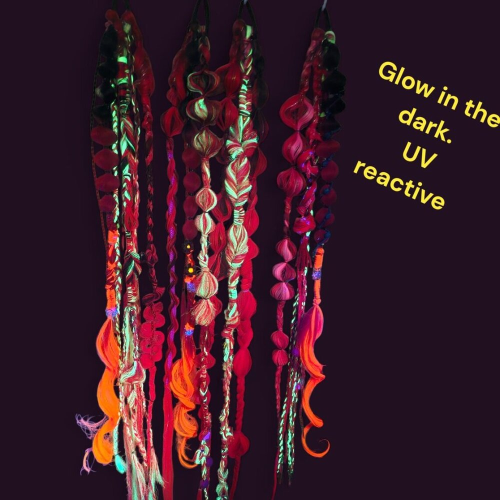 UV Glow reactive deluxe festival braid set 84-92 inch